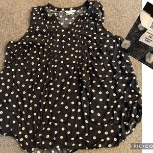 Croft & Barrow Black and White Polka Dot Blouse
